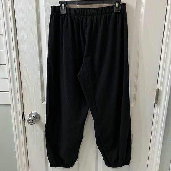 Black Pocket-Tie Waist, button accent lightweight cotton blend pants size L nwt - Picture 7 of 13